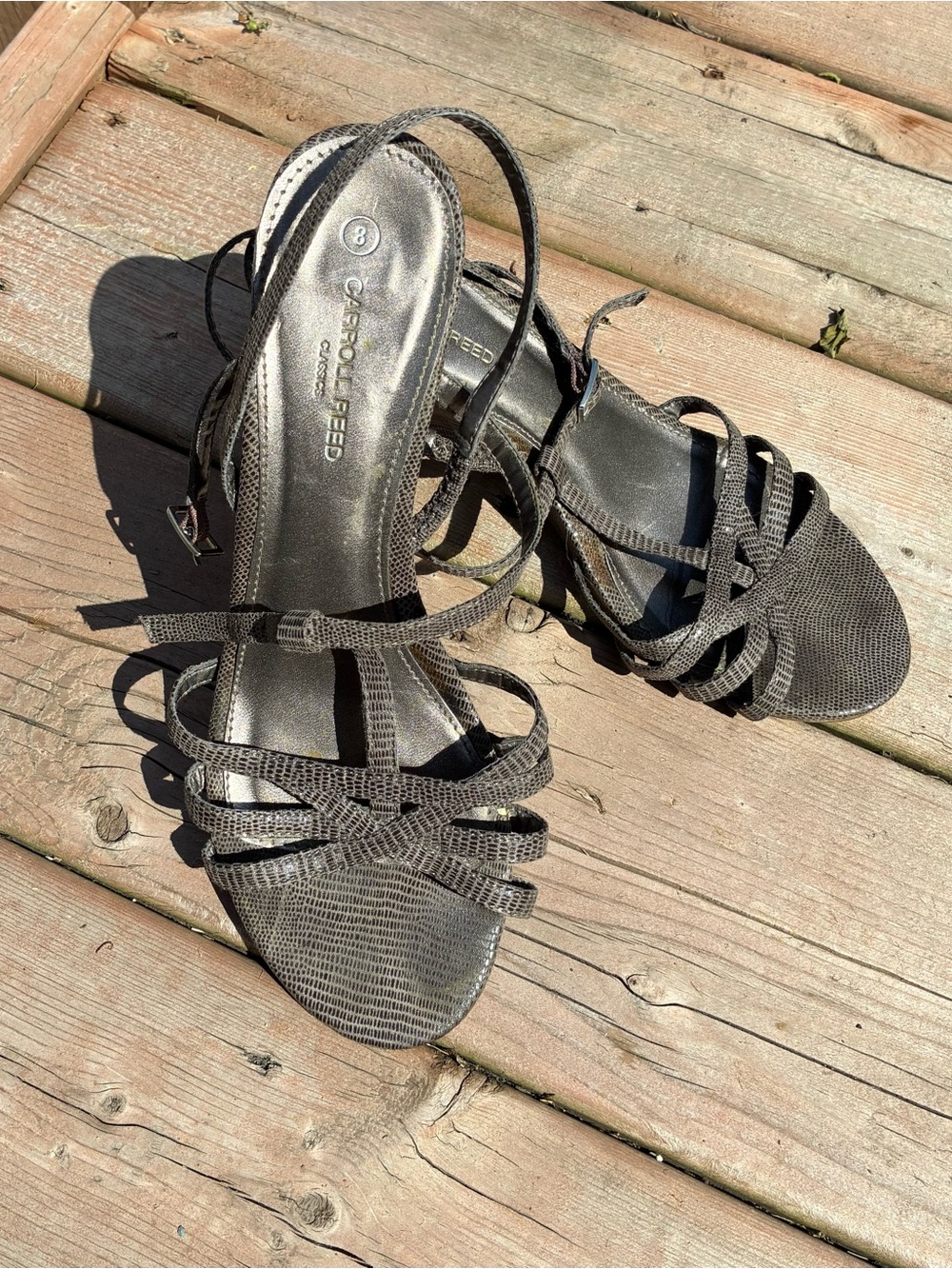 Carroll Reed Gray faux, snake skin Strappy Wedge Sandals